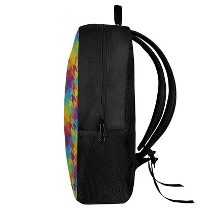 Rainbow Houndstooth Pattern Print 17 Inch Backpack