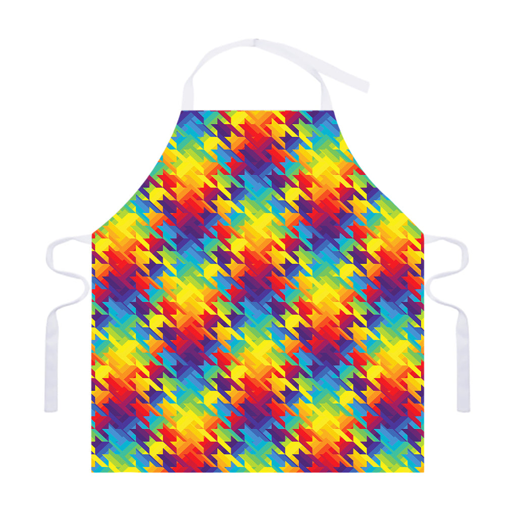 Rainbow Houndstooth Pattern Print Adjustable Apron