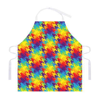 Rainbow Houndstooth Pattern Print Adjustable Apron