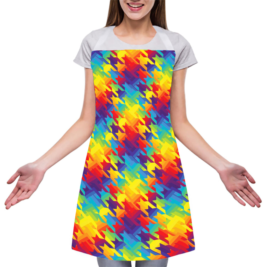 Rainbow Houndstooth Pattern Print Adjustable Apron