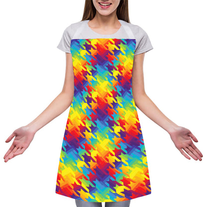 Rainbow Houndstooth Pattern Print Adjustable Apron