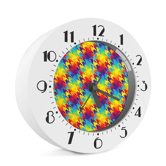 Rainbow Houndstooth Pattern Print Alarm Clock