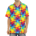 Rainbow Houndstooth Pattern Print Aloha Shirt