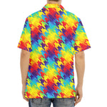 Rainbow Houndstooth Pattern Print Aloha Shirt