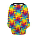 Rainbow Houndstooth Pattern Print Baby Seat Cover