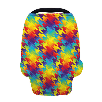 Rainbow Houndstooth Pattern Print Baby Seat Cover