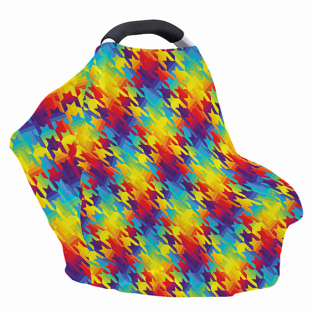 Rainbow Houndstooth Pattern Print Baby Seat Cover