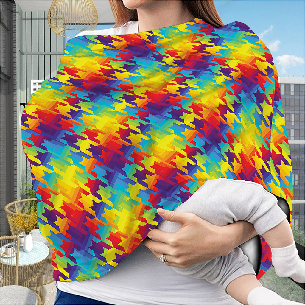 Rainbow Houndstooth Pattern Print Baby Seat Cover