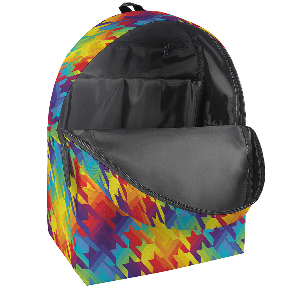 Rainbow Houndstooth Pattern Print Backpack