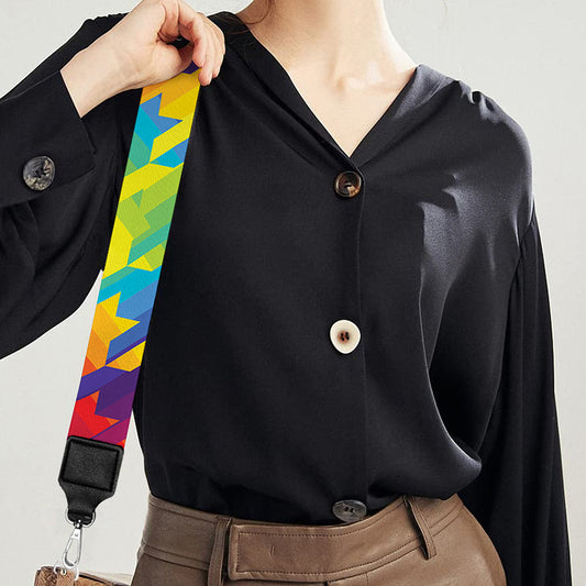 Rainbow Houndstooth Pattern Print Bag Strap
