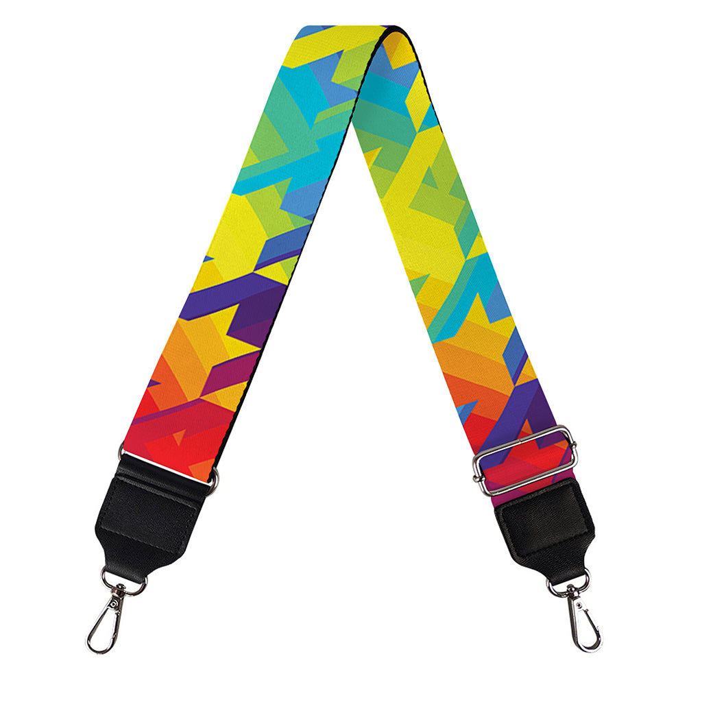 Rainbow Houndstooth Pattern Print Bag Strap