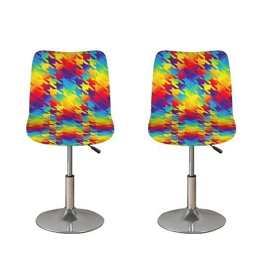 Rainbow Houndstooth Pattern Print Bar Stool Covers