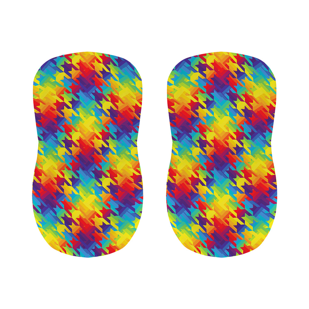 Rainbow Houndstooth Pattern Print Bar Stool Covers