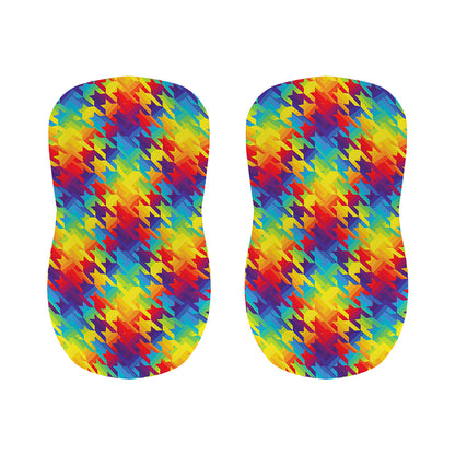 Rainbow Houndstooth Pattern Print Bar Stool Covers