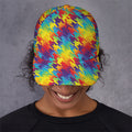 Rainbow Houndstooth Pattern Print Baseball Cap
