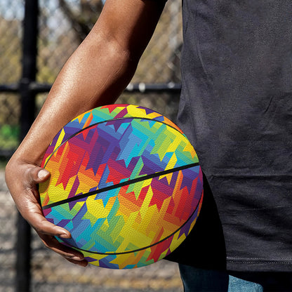 Rainbow Houndstooth Pattern Print Basketball