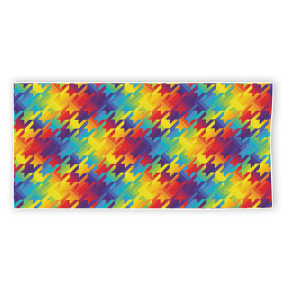 Rainbow Houndstooth Pattern Print Beach Towel