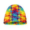 Rainbow Houndstooth Pattern Print Beanie