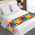 Rainbow Houndstooth Pattern Print Bed Runner
