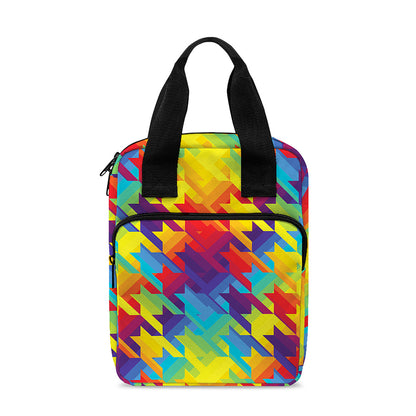 Rainbow Houndstooth Pattern Print Bible Tote Bag