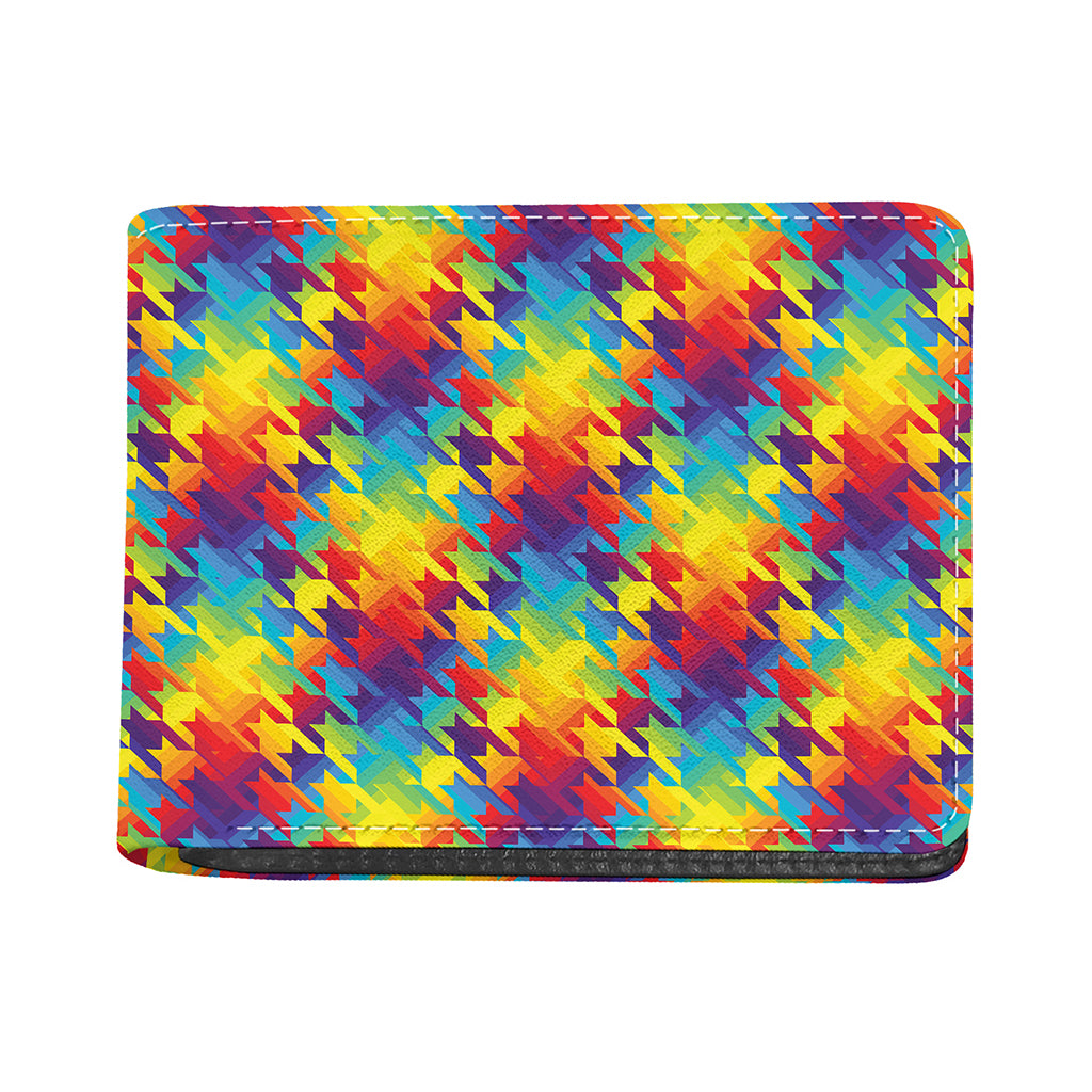 Rainbow Houndstooth Pattern Print Bifold Wallet
