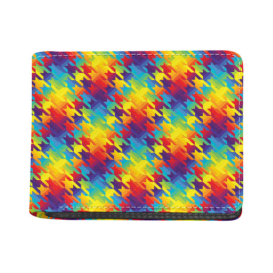 Rainbow Houndstooth Pattern Print Bifold Wallet