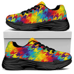 Rainbow Houndstooth Pattern Print Black Chunky Shoes