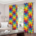 Rainbow Houndstooth Pattern Print Dimout Grommet Curtains