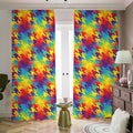 Rainbow Houndstooth Pattern Print Dimout Pencil Pleat Curtains