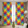 Rainbow Houndstooth Pattern Print Blackout Pencil Pleat Curtains