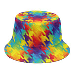 Rainbow Houndstooth Pattern Print Bucket Hat