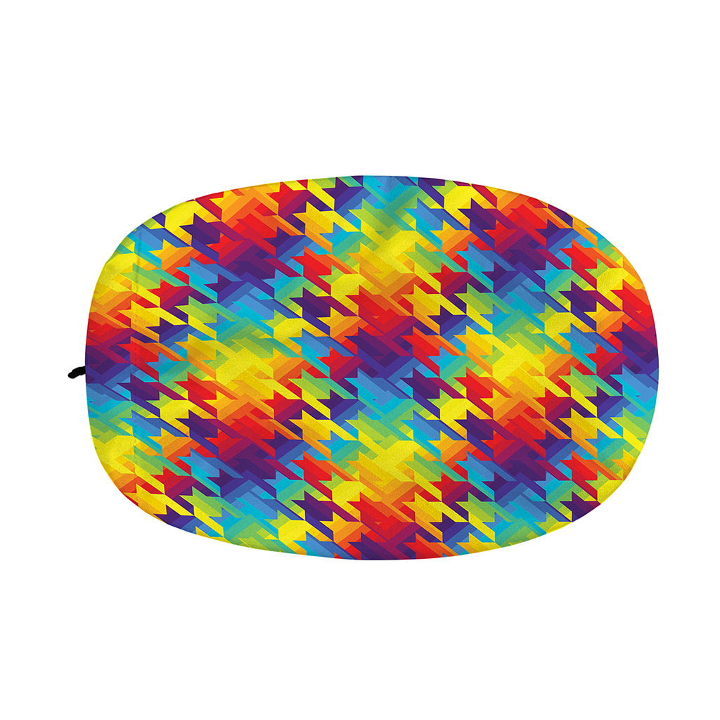 Rainbow Houndstooth Pattern Print Car Side Mirror Covers
