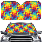 Rainbow Houndstooth Pattern Print Car Windshield Sun Shade
