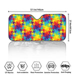 Rainbow Houndstooth Pattern Print Car Windshield Sun Shade