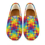 Rainbow Houndstooth Pattern Print Casual Shoes