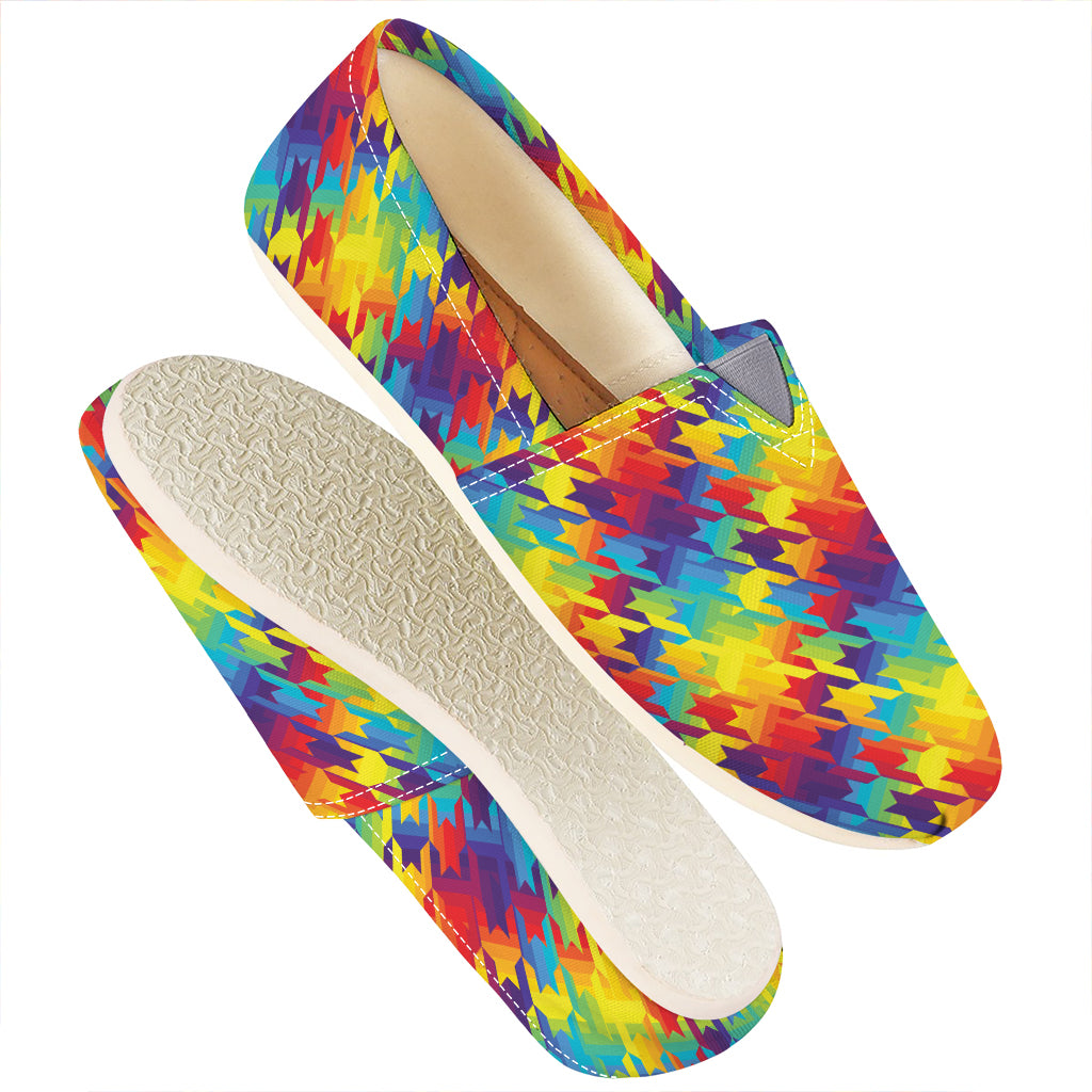 Rainbow Houndstooth Pattern Print Casual Shoes
