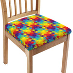 Rainbow Houndstooth Pattern Print Chair Cushion Cover