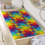 Rainbow Houndstooth Pattern Print Changing Pad Cover