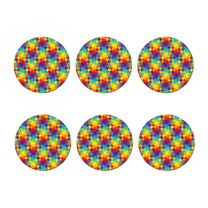Rainbow Houndstooth Pattern Print Coaster Set