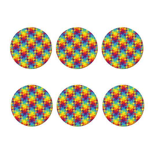 Rainbow Houndstooth Pattern Print Coaster Set
