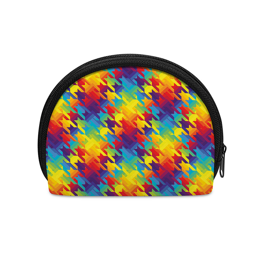 Rainbow Houndstooth Pattern Print Coin Purse