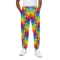 Rainbow Houndstooth Pattern Print Cotton Sweatpants