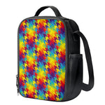 Rainbow Houndstooth Pattern Print Crossbody Lunch Bag