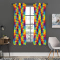 Rainbow Houndstooth Pattern Print Grommet Curtain Panels