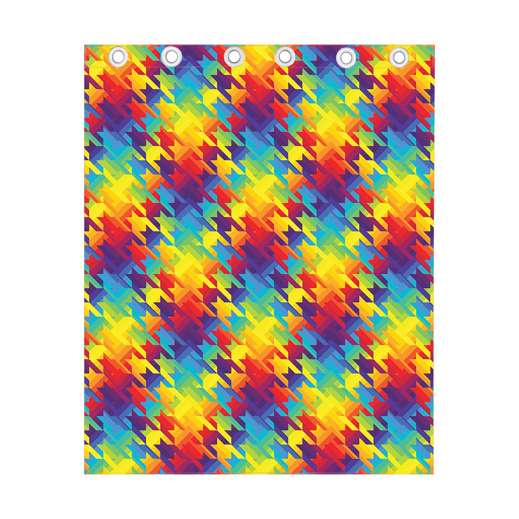 Rainbow Houndstooth Pattern Print Curtain