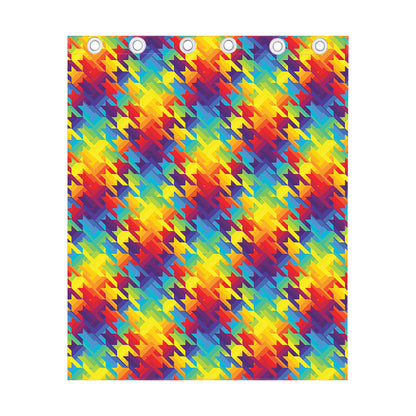Rainbow Houndstooth Pattern Print Curtain