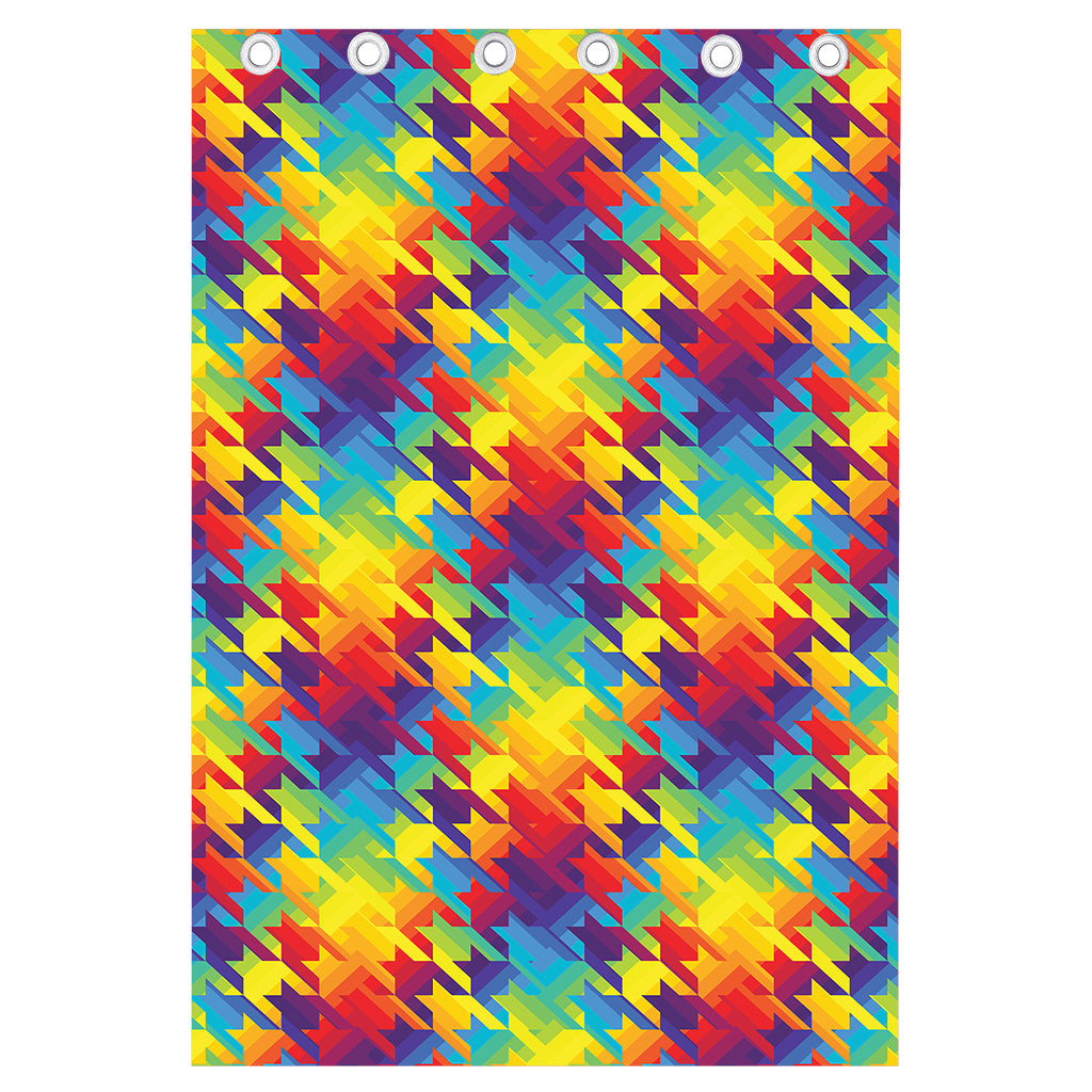Rainbow Houndstooth Pattern Print Curtain