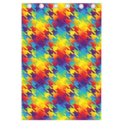 Rainbow Houndstooth Pattern Print Curtain