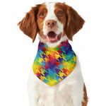 Rainbow Houndstooth Pattern Print Dog Bandana