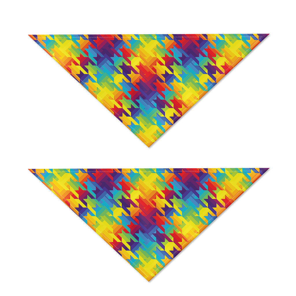 Rainbow Houndstooth Pattern Print Dog Bandana
